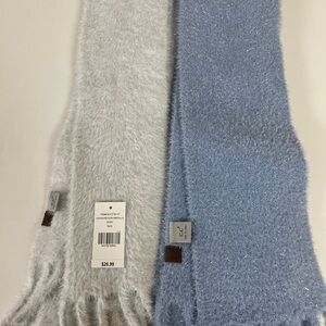 C.C. Boutique Fuzzy Blue and White Scarves